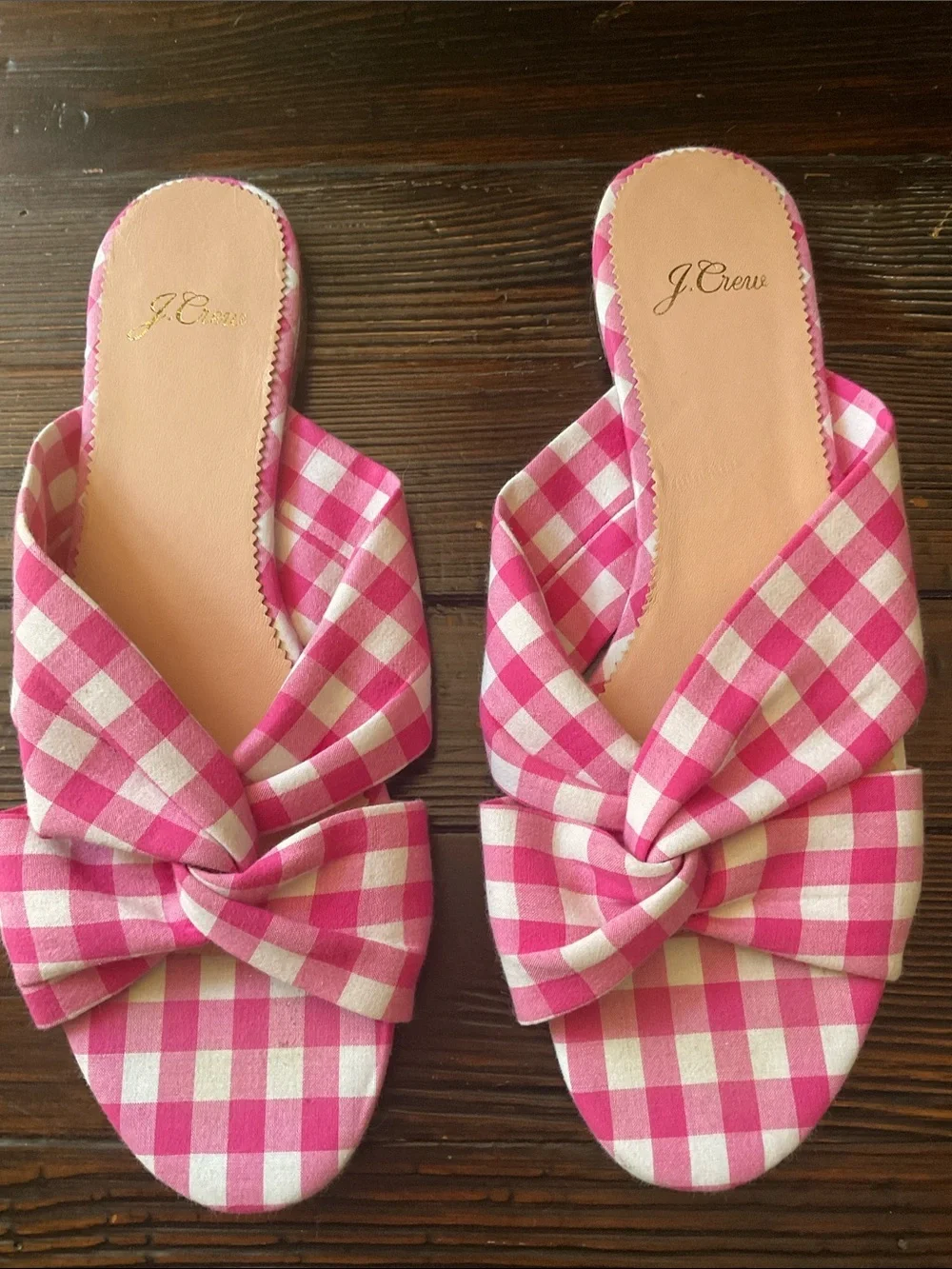 Crew Pink White Gingham Sandals Size 9